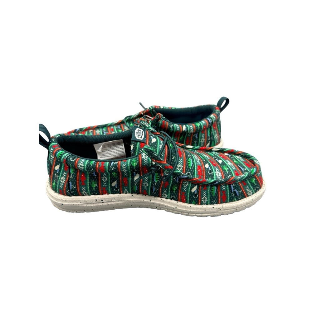 Hey Dude Wally Fishmas Sweater Pine Green Mens 10 Holiday‎ Outdoor Shoes NIB - Picture 5 of 9